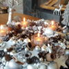 Adventskranz in Silber und Weiss