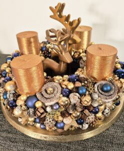 Adventskranz edel in Königsblau und Gold