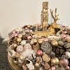 Herrlicher voller Adventskranz in rosa, gold und gedecktem weiss